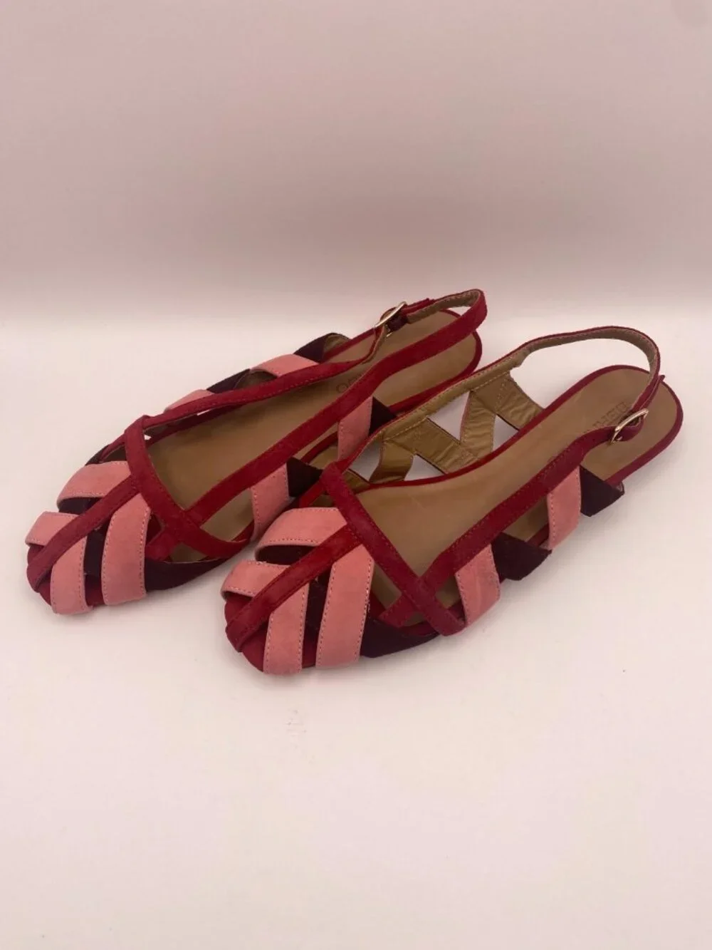 Bernardo Footwear Women Glinda Red Suede Slingback Flat Sz 6.5